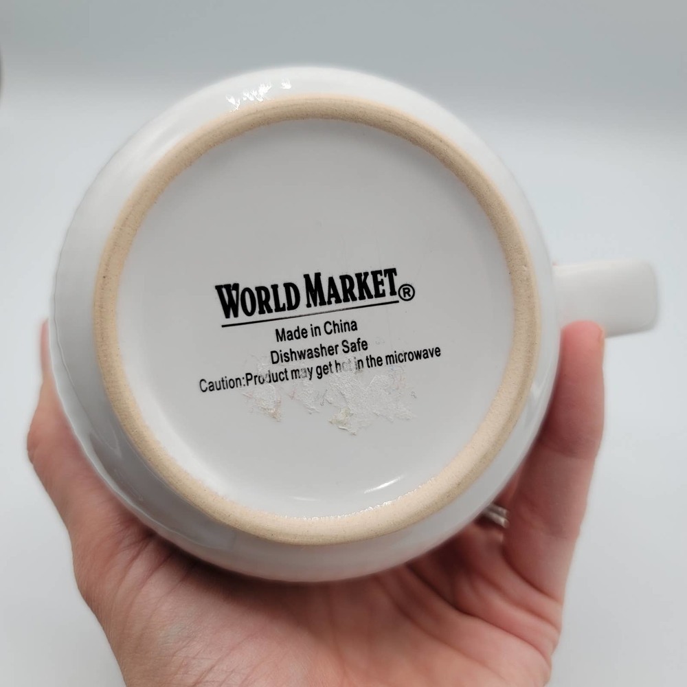 World Market Coffee Cup Tea Mug w/Brown Lid~ MUSHROOM Dishwasher Safe - Picture 8 of 11